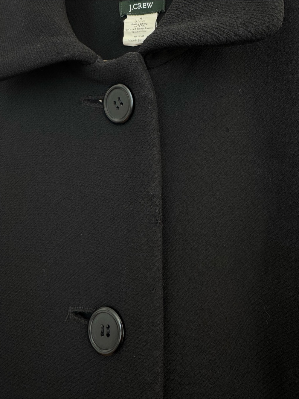 J. Crew Black Single-Breasted Wool & silk lining Pea Coat size 8 - Picture 3 of 11